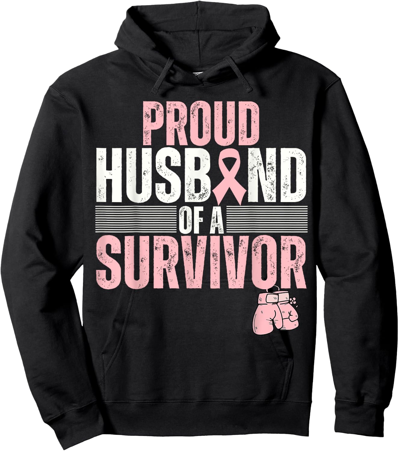 Proud Husband Of Survivor Breast Cancer Survivor Awareness Hoodie - Hoodie | Black