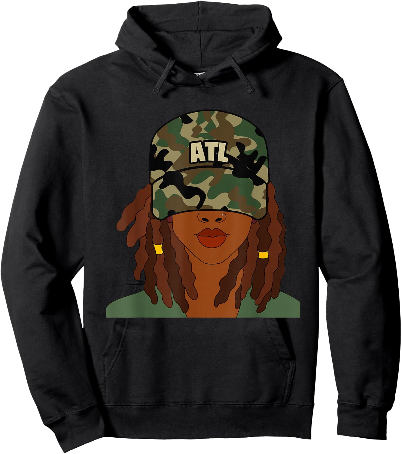 ATL Black Woman From Atlanta Locs Camo Hoodie - Hoodie | Black