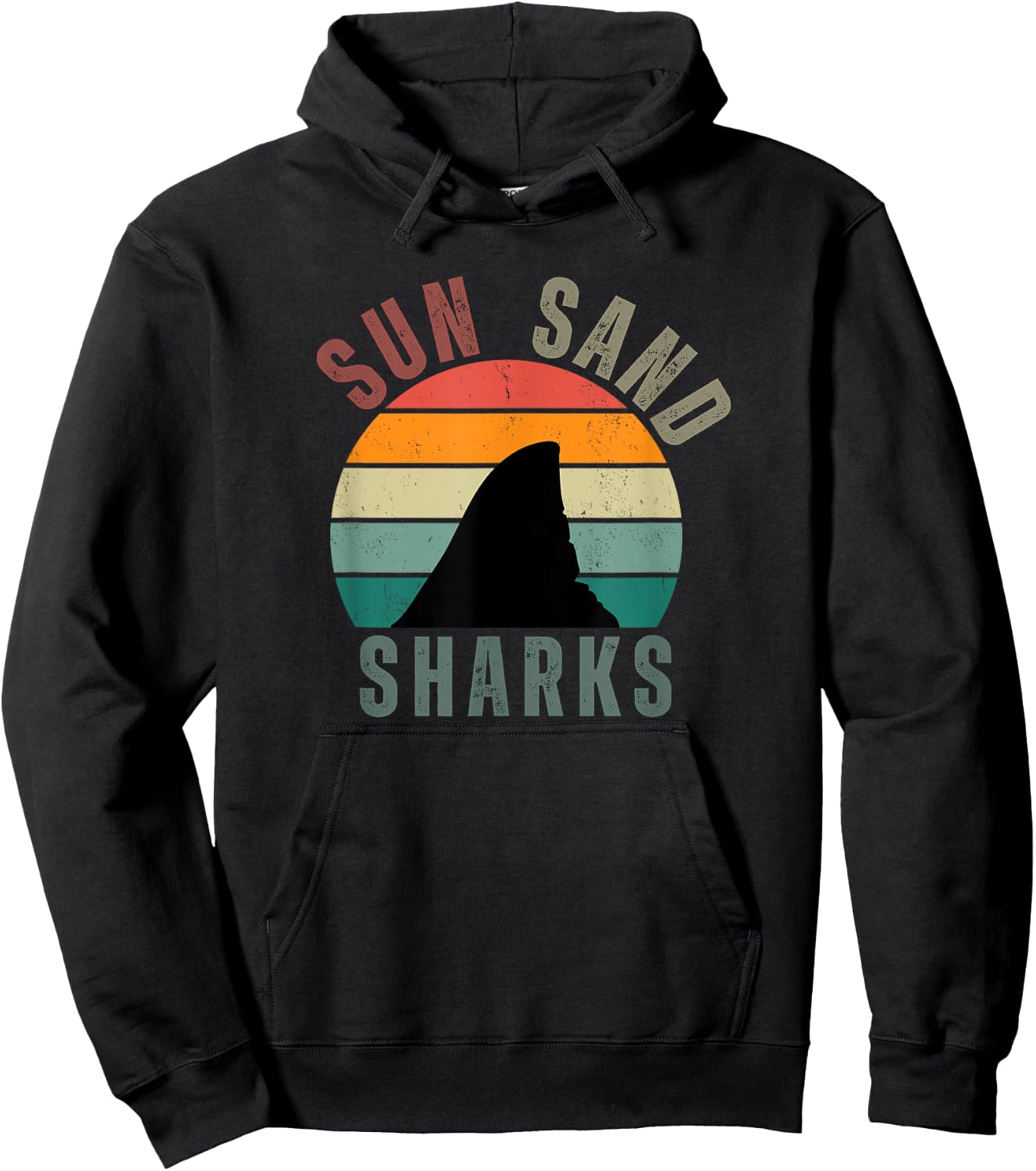 Retro Sunset Sun Sand Sharks Casual Summer Beach Men Women Kids Hoodie - Hoodie | Black