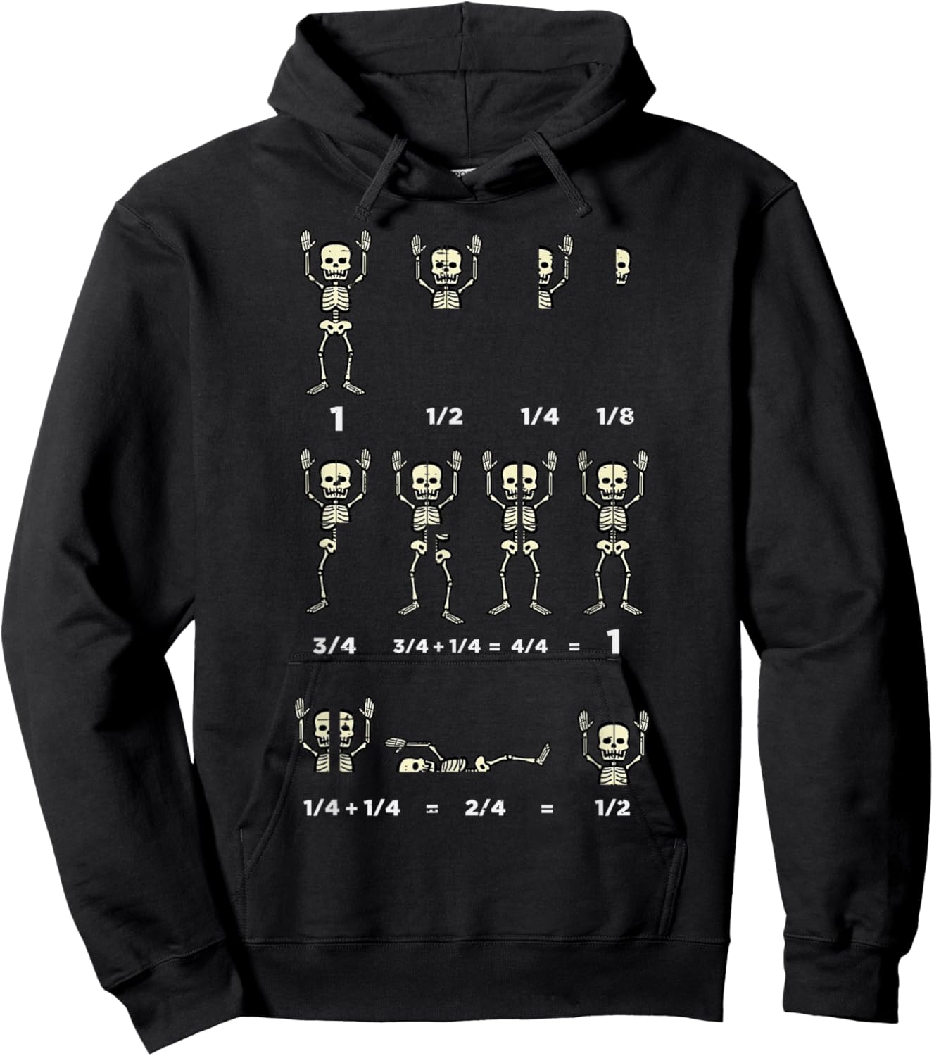 Halloween Skeleton Math Fraction Funny Teacher Men Women Hoodie - Hoodie | Black
