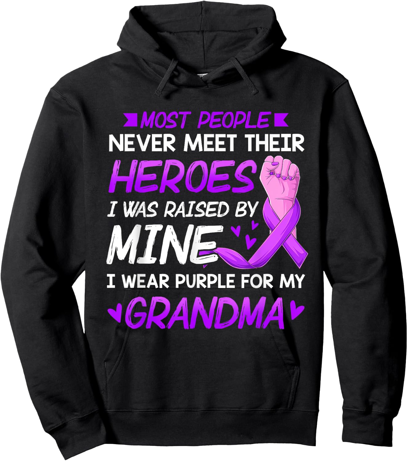 My Heroes I Wear Purple For My Grandma Pancreatic Cancer Hoodie - Hoodie | Black