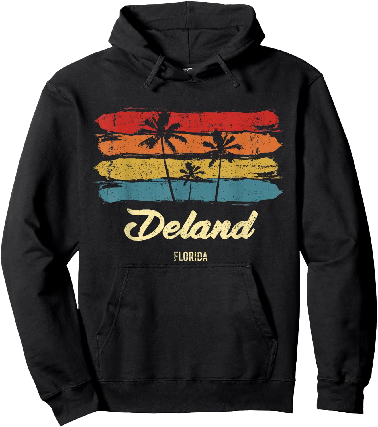 Vintage Deland Florida Palm Trees FL Retro Hoodie - Hoodie | Black