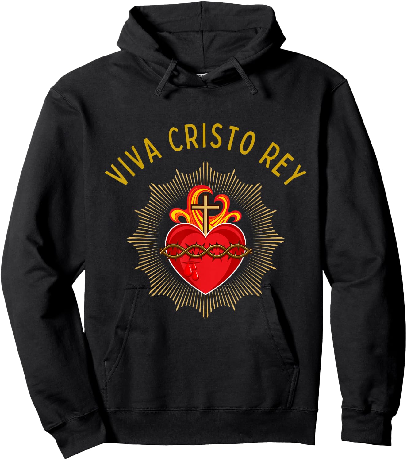 Roman Catholic Sacred Heart Viva Cristo Rey Hoodie - Hoodie | Black