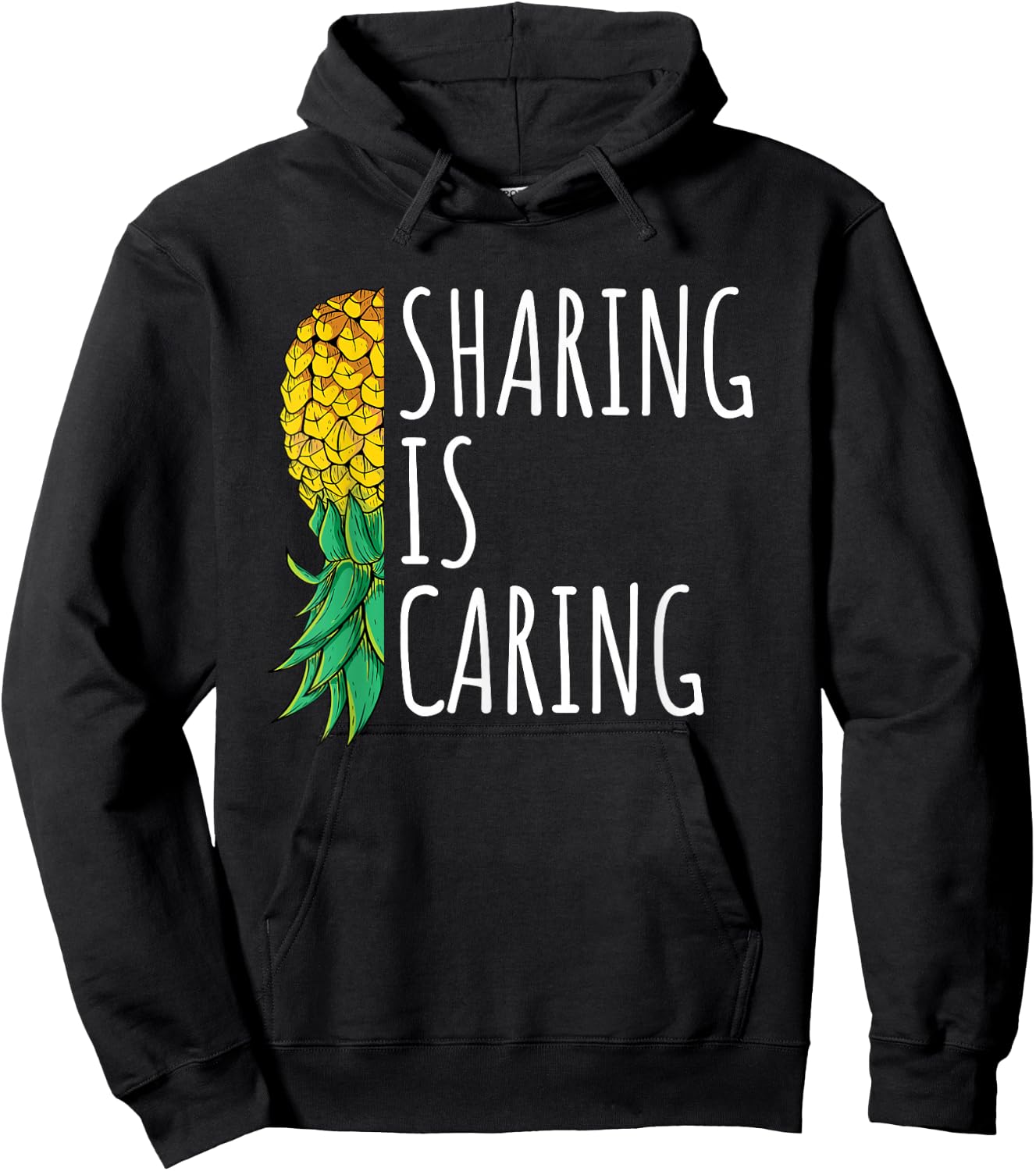 Vintage Sharing is Caring Upside Down Pineapple Swinger Hoodie - Hoodie | Black