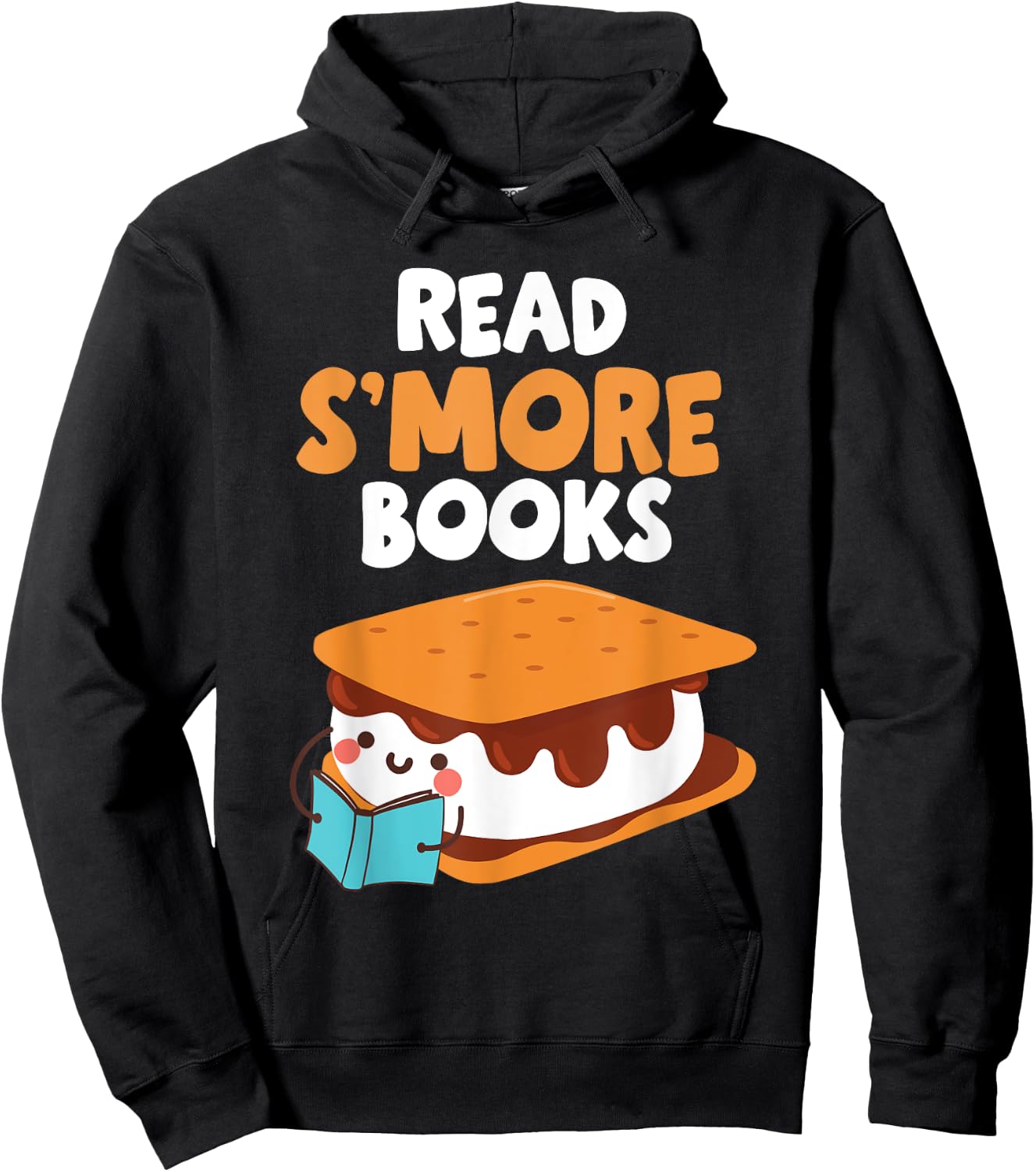Marshmallow Camping Campfire Funny Read Smore Books Hoodie - Hoodie | Black