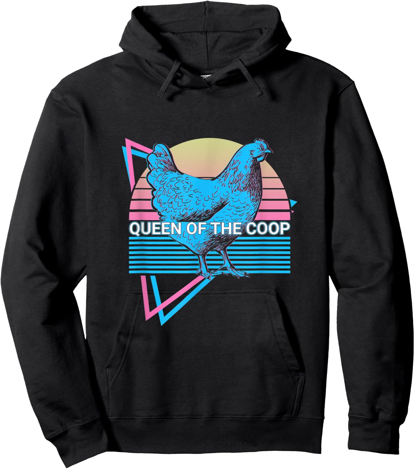 Funny Chicken Retro Queen Of The Coop Hoodie - Hoodie | Black