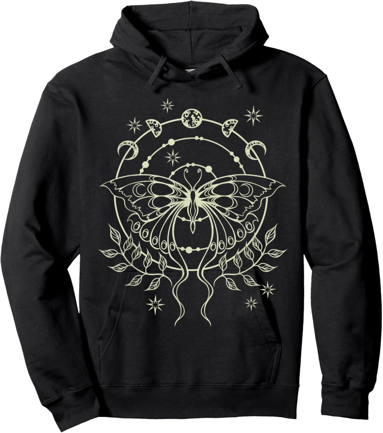 Fairy Grunge Fairycore Alt Emo Moon Phases Goth Moth Hoodie - Hoodie | Black