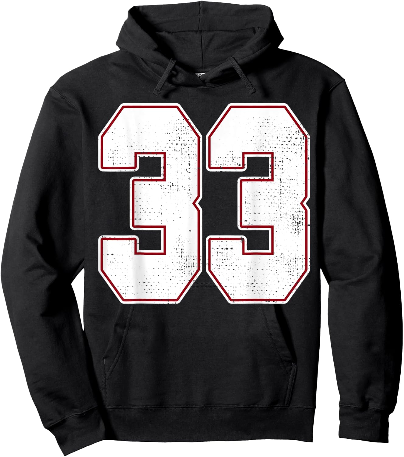 #33 Outline Number 33 Fan Varsity Sports Team Blue Jersey Hoodie - Hoodie | Black