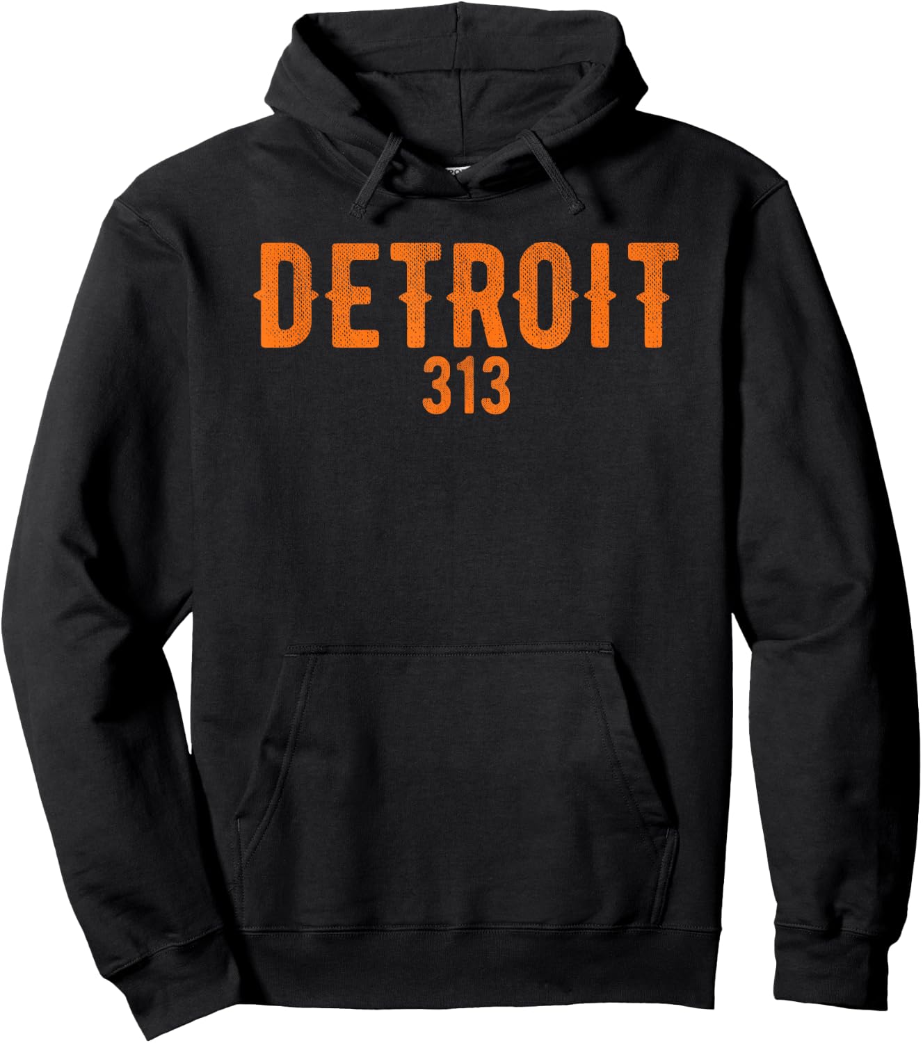 Design Detroit 313 Orange Text Apparel Hoodie - Hoodie | Black