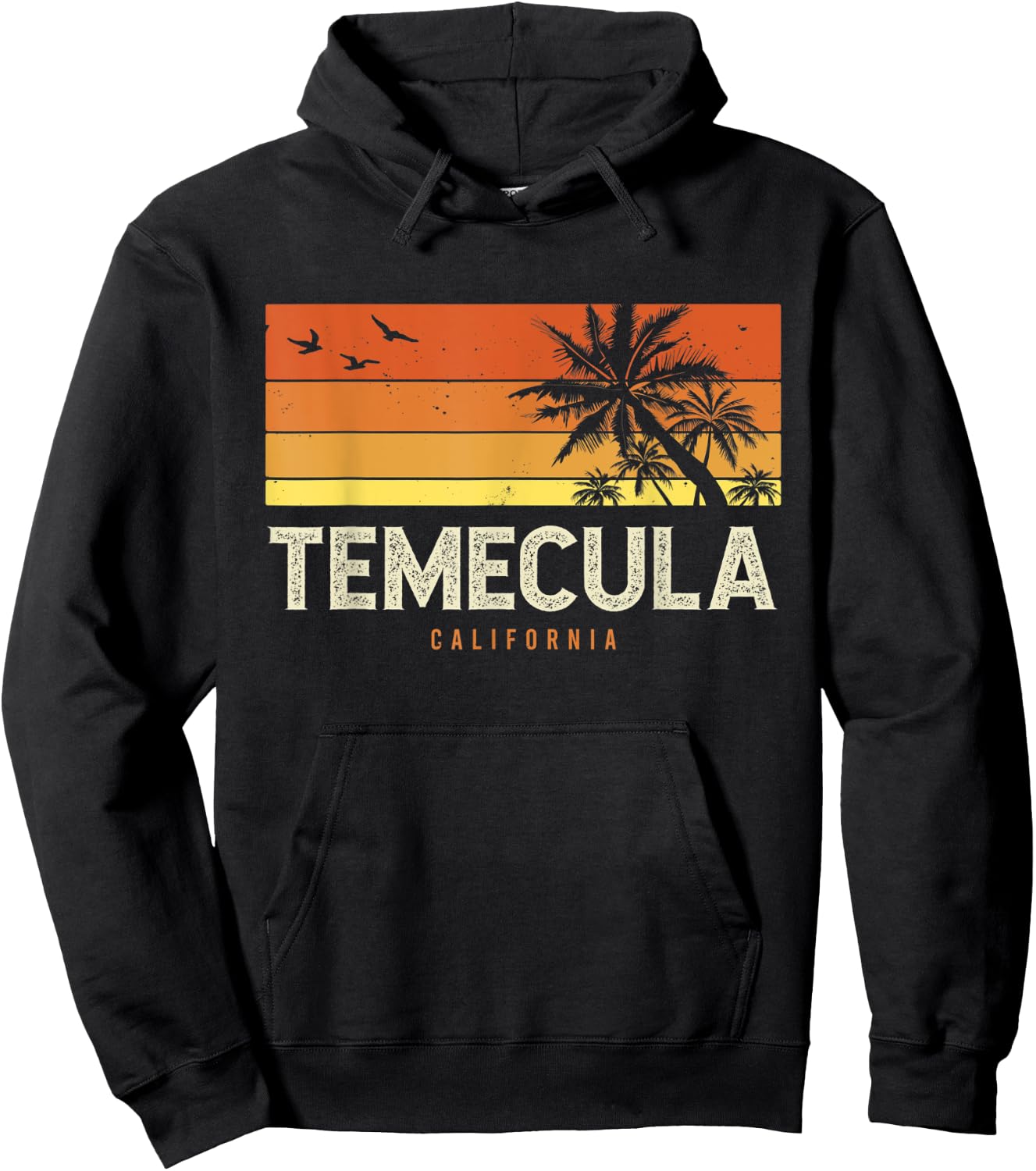 Retro Temecula California CA Vintage Palms Sunset Hoodie - Hoodie | Black