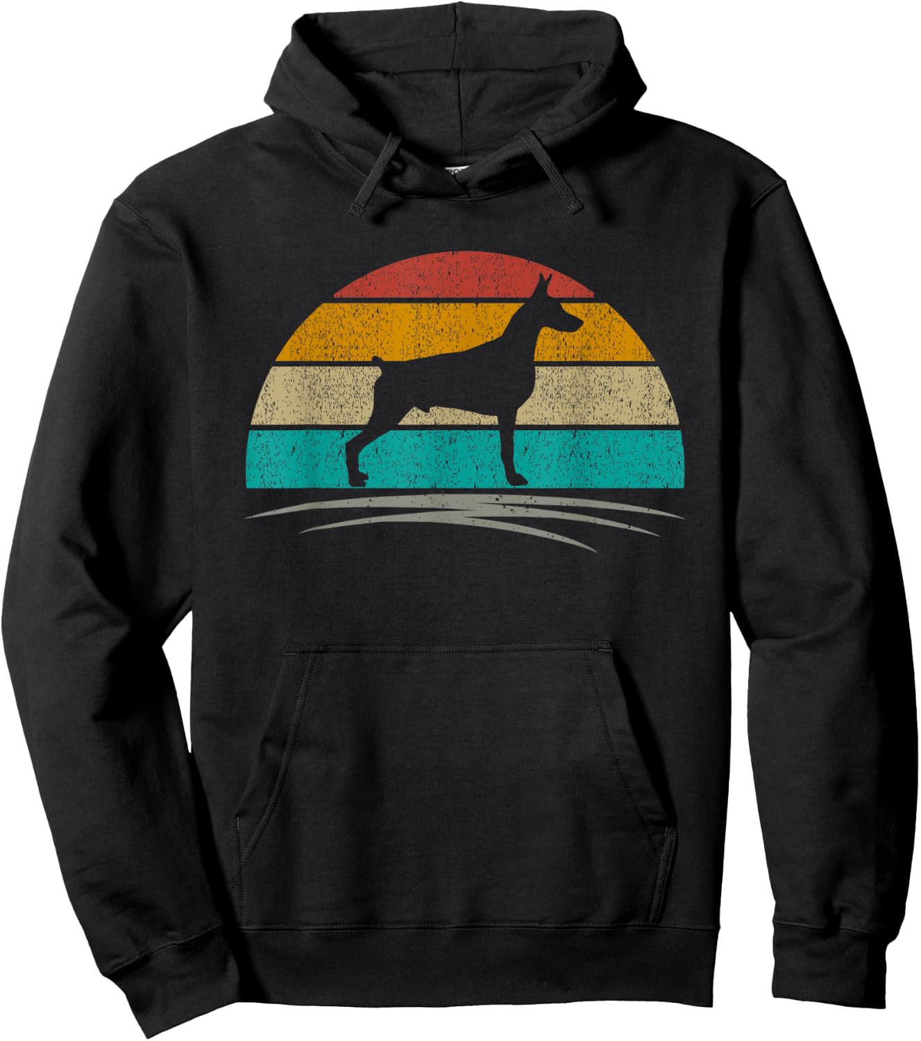 Doberman Retro Sunset Distressed Mom Dad Dog Lover Hoodie - Hoodie | Black
