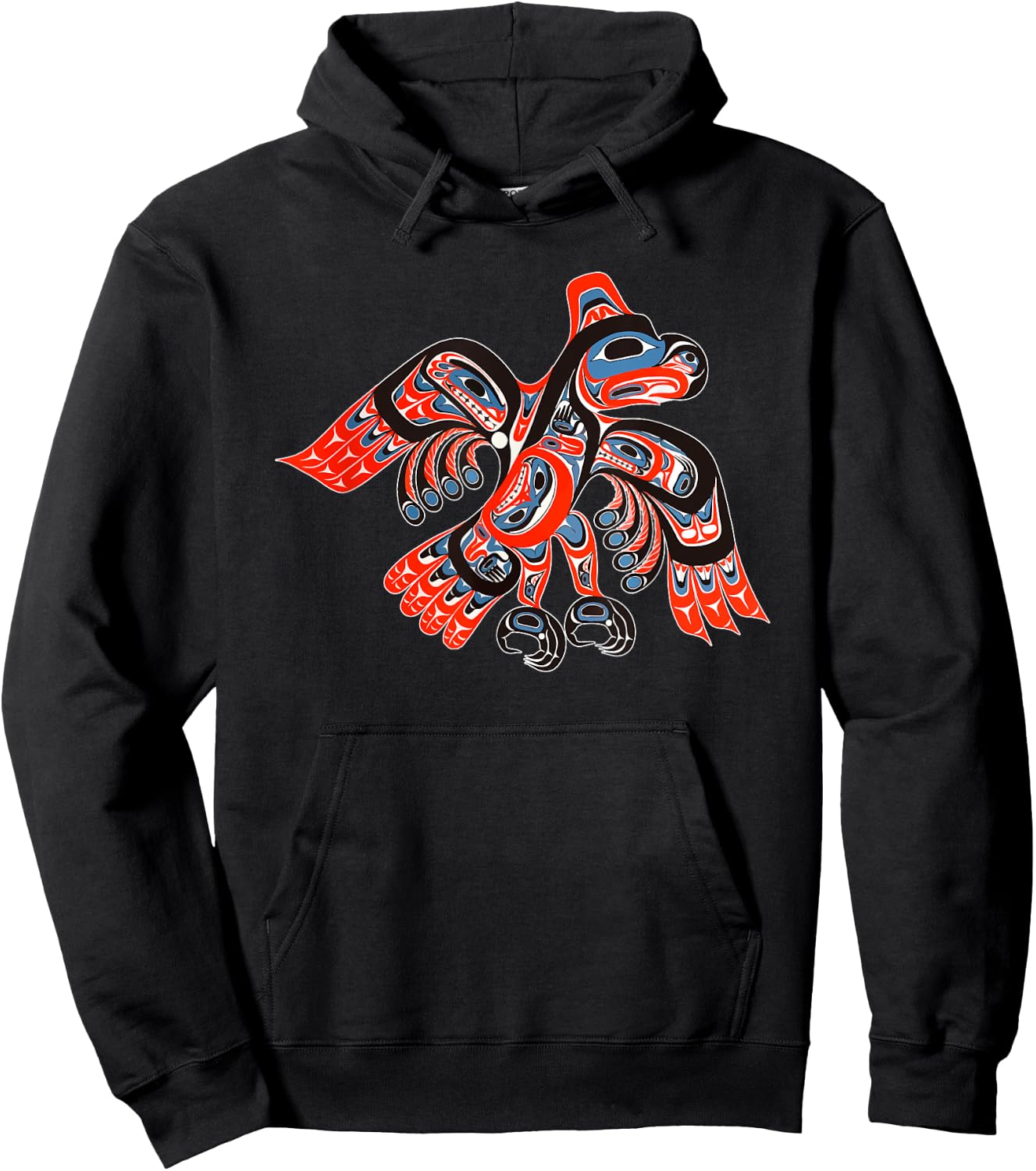 Alaska Native American Art Tlingit Haida Eagle Tribal Hoodie - Hoodie | Black