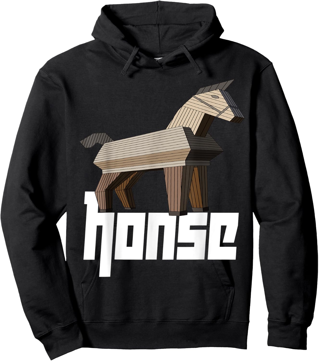 Honse Meme, Funny Wooden Horse Hoodie - Hoodie | Black