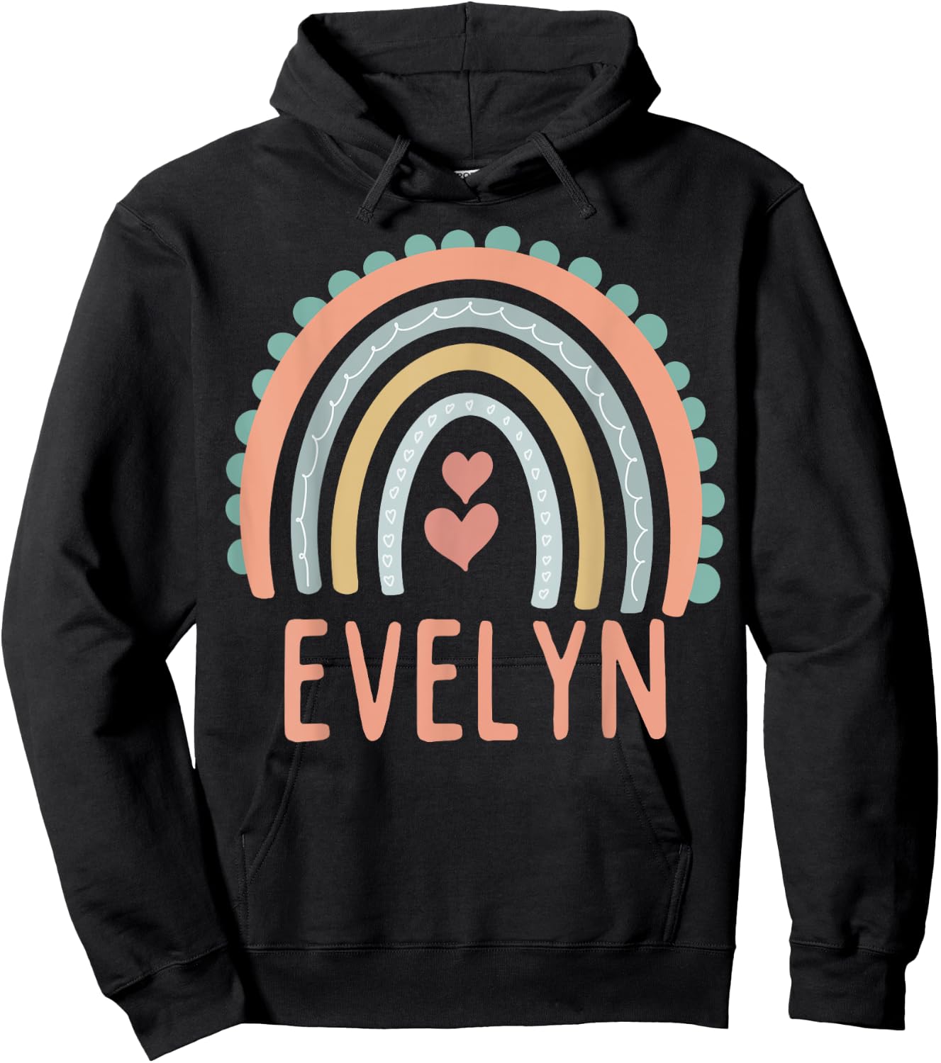 Hello My Name Is EVELYN Rainbow Name Custome Pre-K School Hoodie - Hoodie | Black