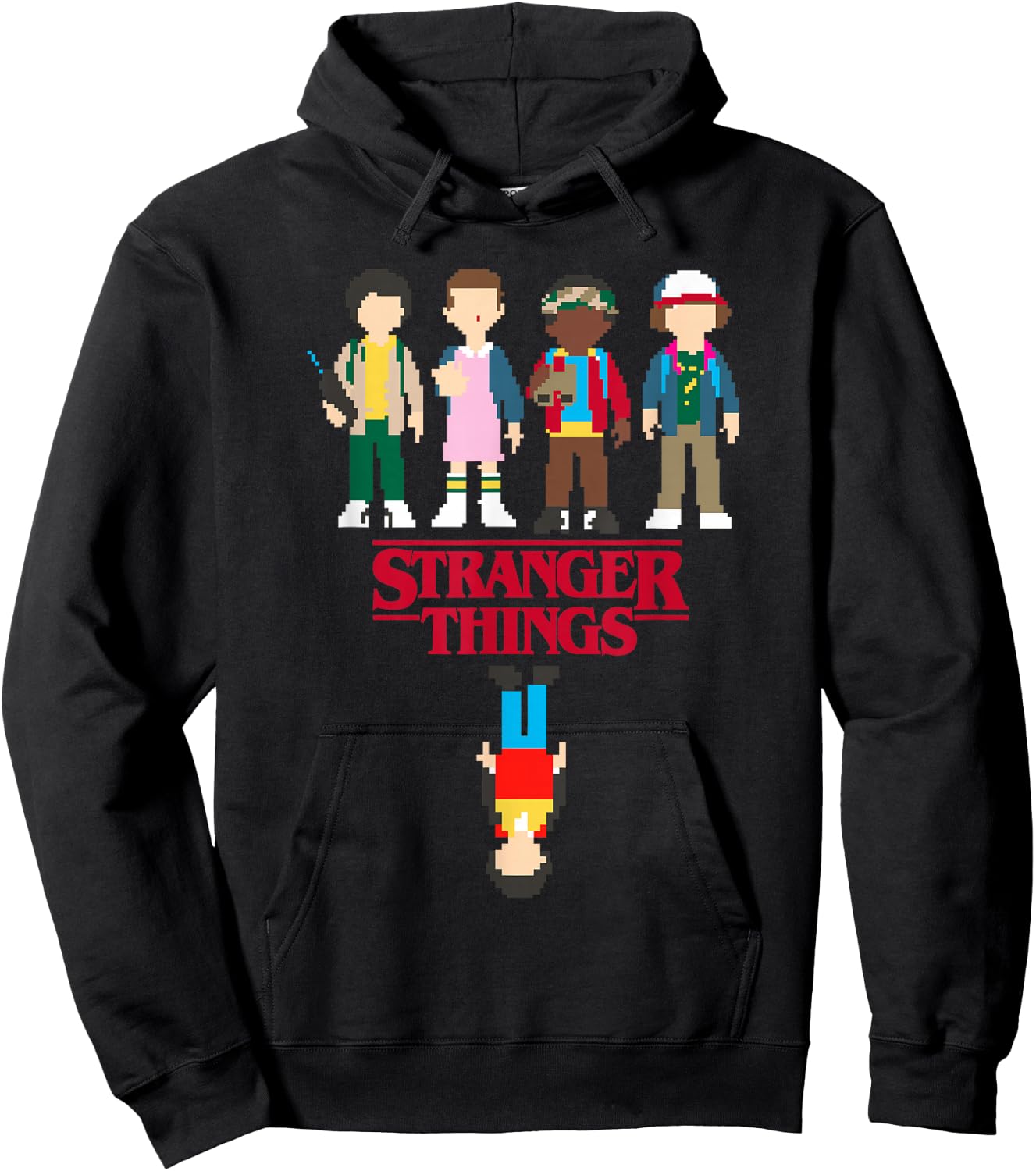 Stranger Things Retro 8-Bit Pixel The Party Upside Down Logo Hoodie - Hoodie | Black