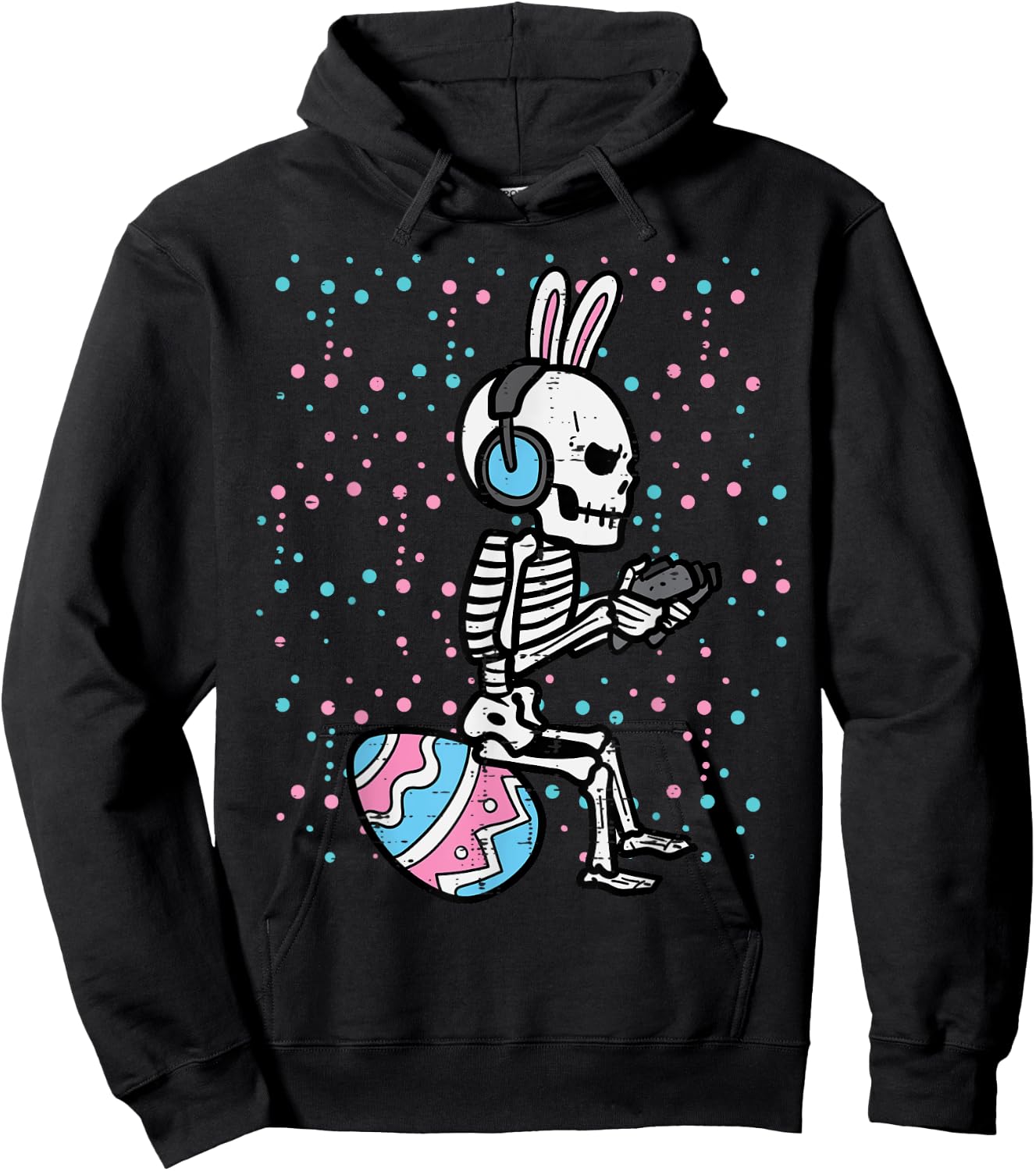 Easter Bunny Skeleton Gamer Funny Gaming Boys Kids Men Teens Hoodie - Hoodie | Black