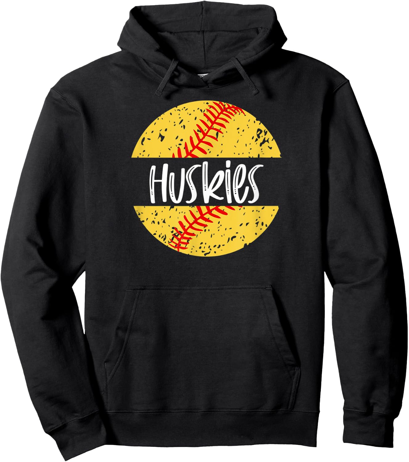 Huskies Softball Team Mascot School Spirit Game Day Hoodie - Hoodie | Black