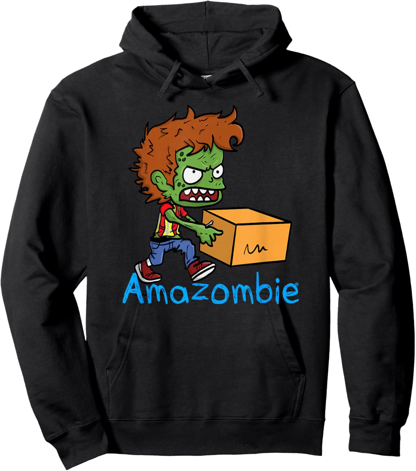 Associate Xave the Amazombie Worker Running With A Box Hoodie - Hoodie | Black