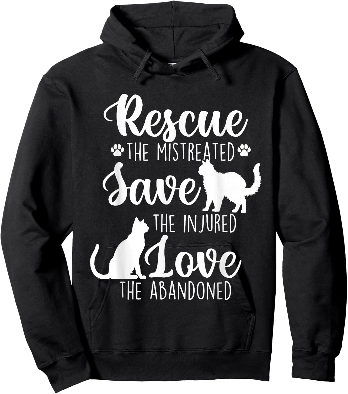 Rescue The Mistreated - Cat Lover Kitty Owner Kitten Hoodie - Hoodie | Black
