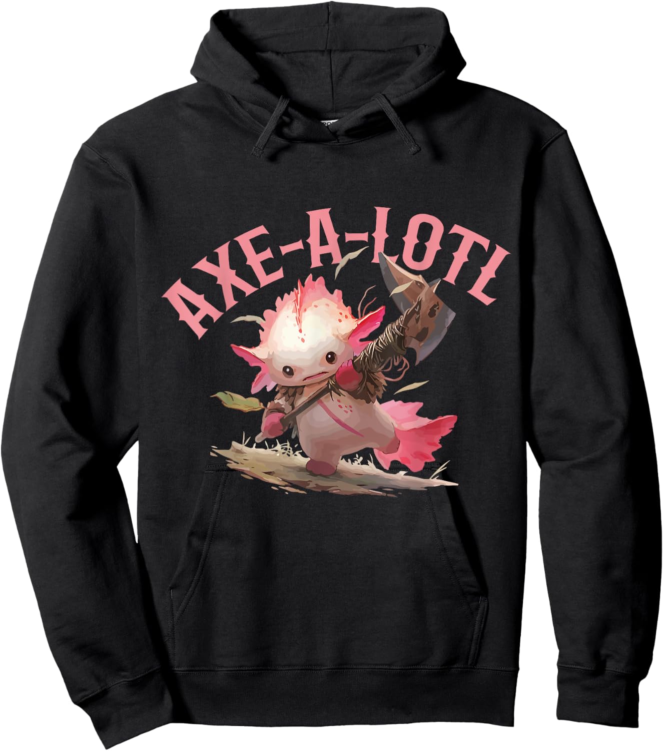 Axolotl Axt-A-Lotl Funny Viking Axe Throwing Lumberjack Hoodie - Hoodie | Black