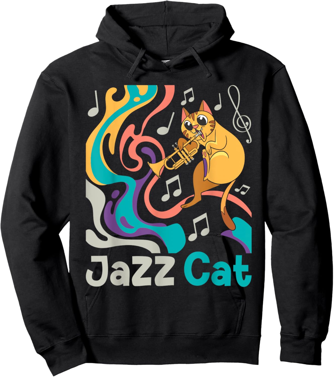 Jazz Cat - Trumpet Lover Trumpeter Marching Band Hoodie - Hoodie | Black