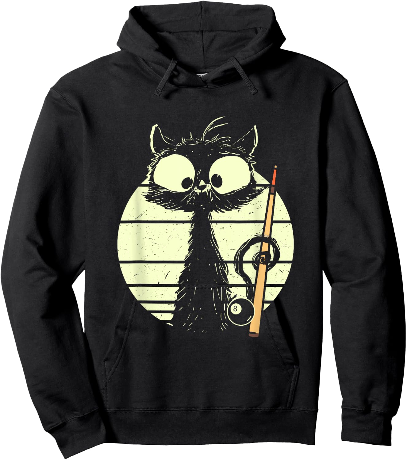 Cat With Billiard Pool Snooker Billiard Ball Cute Cat Hoodie - Hoodie | Black