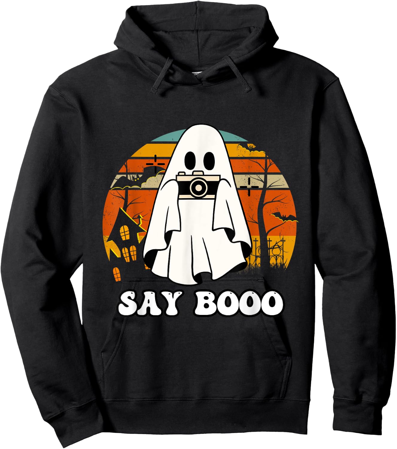Halloween Photographer Vintage Say Boo Hoodie - Hoodie | Black