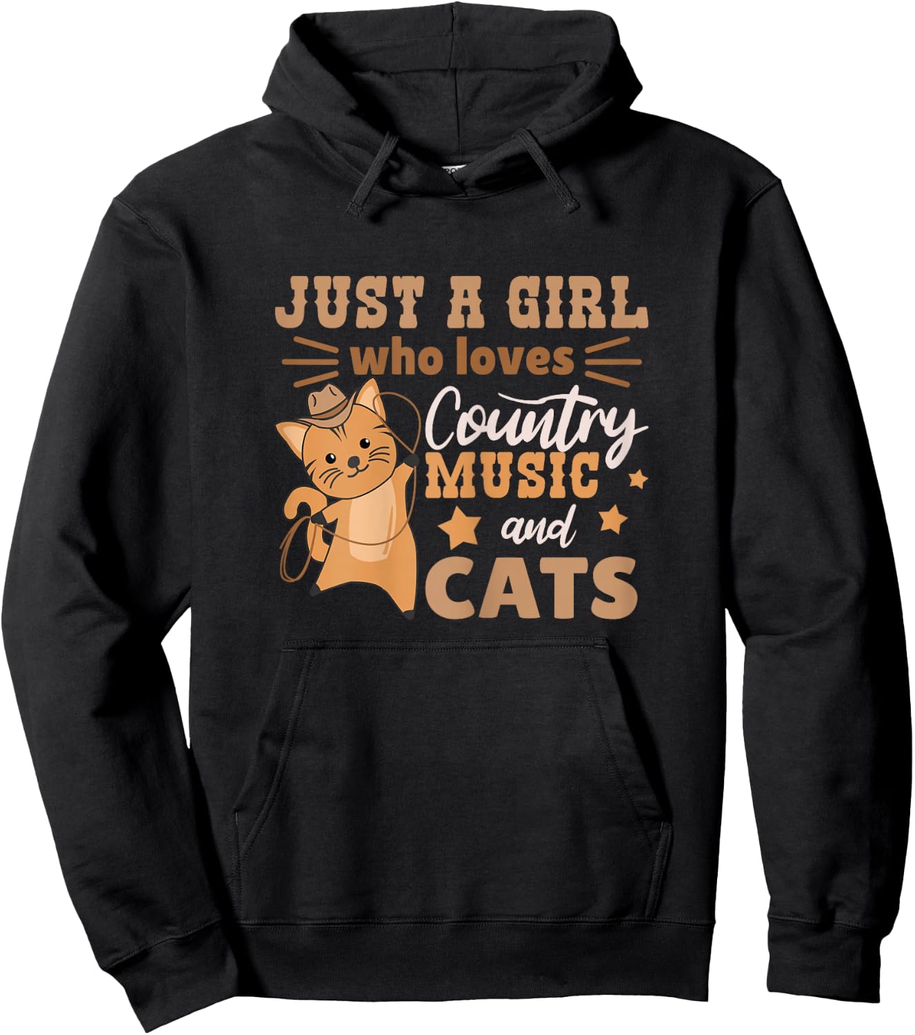 Just A Girl Who Loves Country Music And Cats Hoodie - Hoodie | Black
