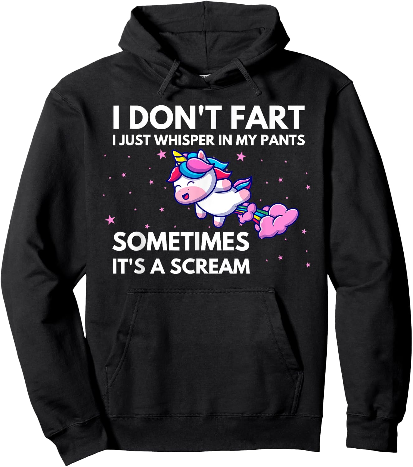 I Don't Fart I Just Whisper In My Pants Funny Unicorn Hoodie - Hoodie | Black