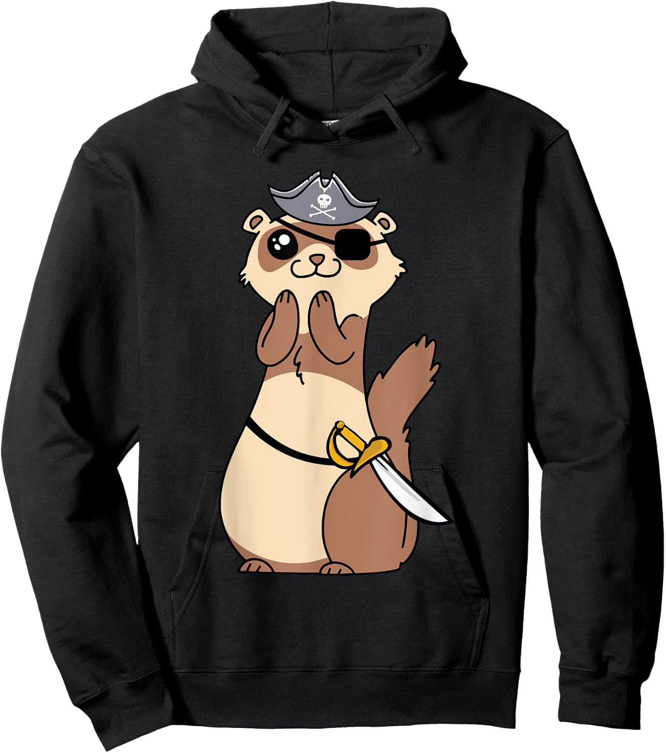 Eye Patch Weasel Kids Pirate Ferret Hoodie - Hoodie | Black