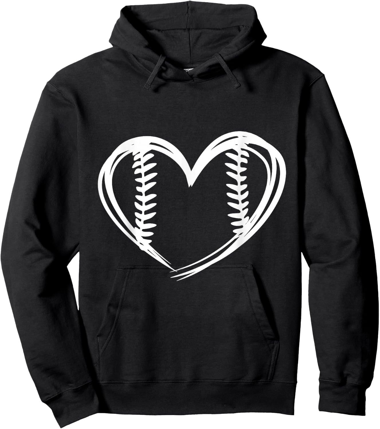 Women Teens Girls Cute Outlined Baseball Softball Heart Love Hoodie - Hoodie | Black