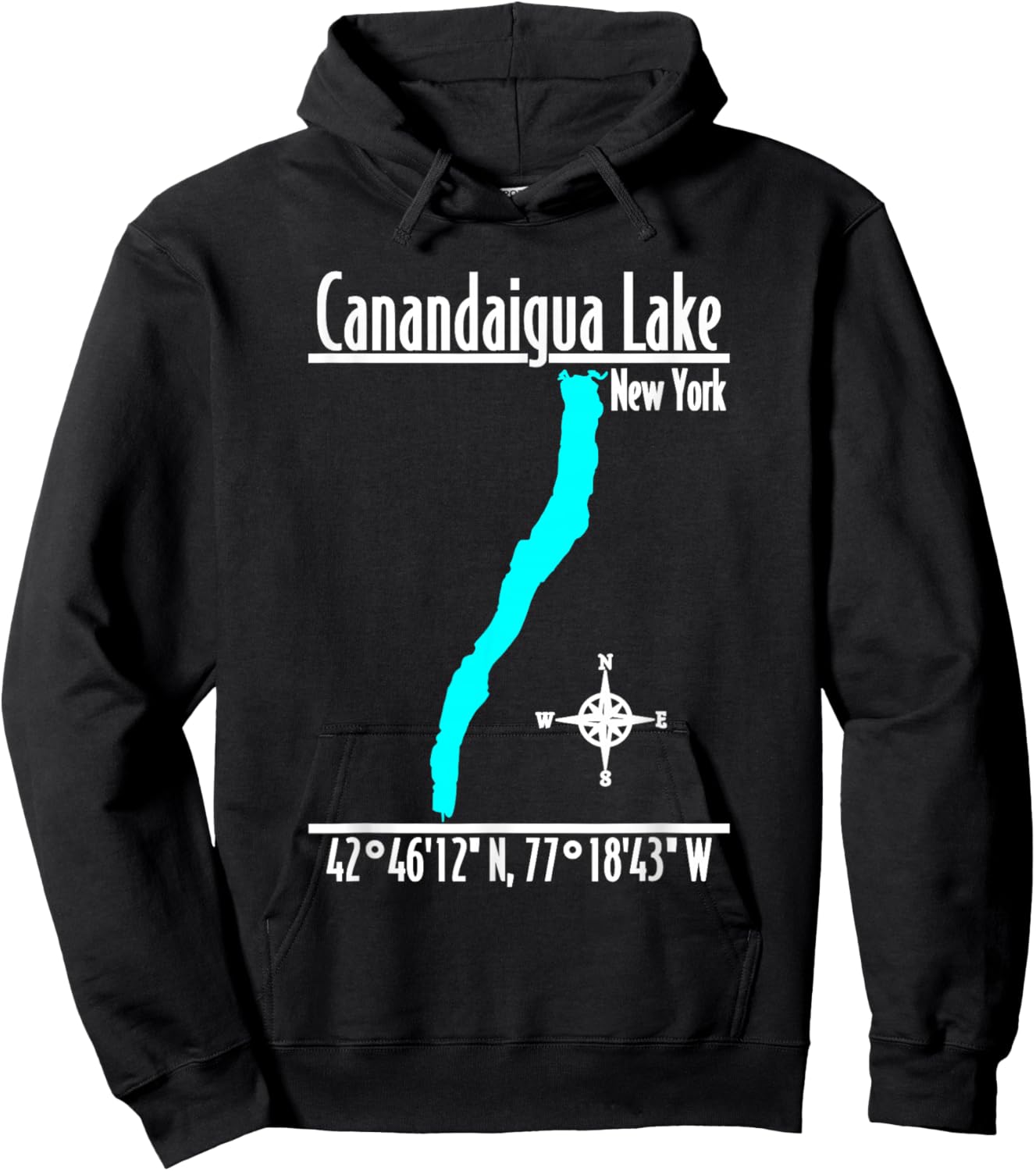 Modern Canandaigua Lake, New York Hoodie - Hoodie | Black