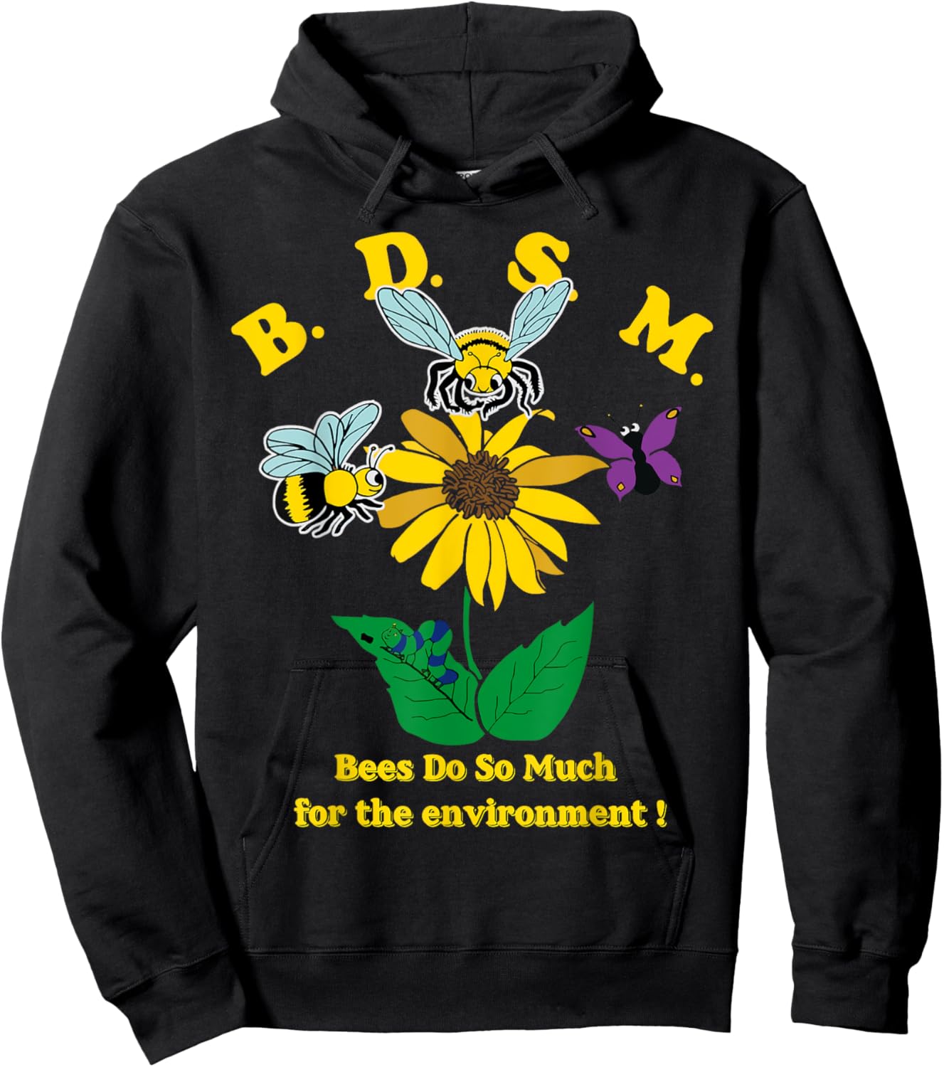 BDSM Bees Do So Much For The Environment Vintage Bee Flower Hoodie - Hoodie | Black