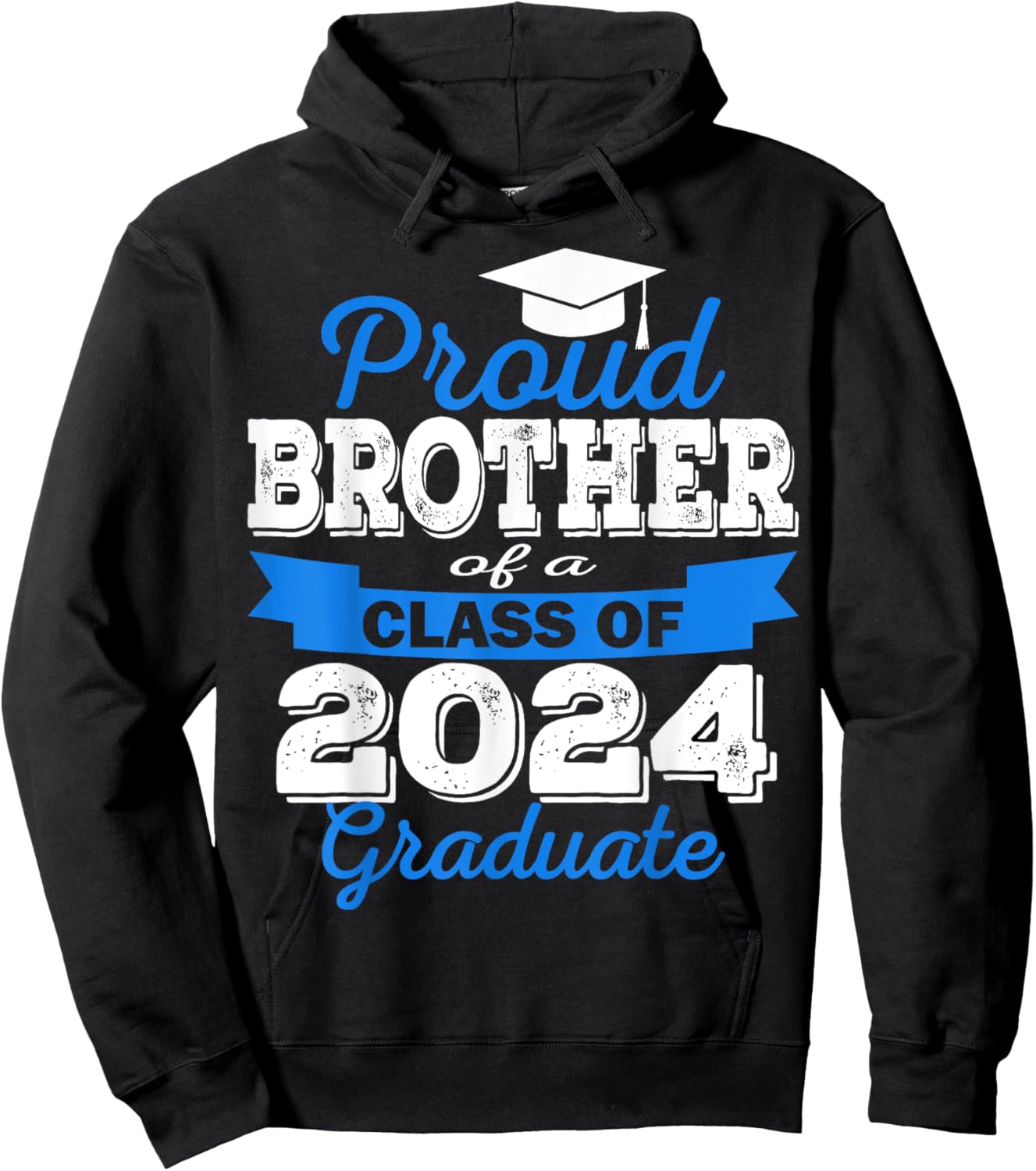 Super Proud Brother of 2024 Graduate Awesome Family Hoodie - Hoodie | Black