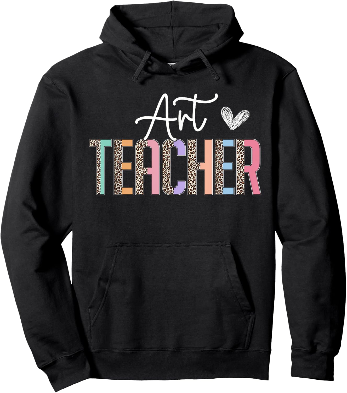 Team Art Teacher Leopard Print Art Teacher Women Girls Kids Hoodie - Hoodie | Black