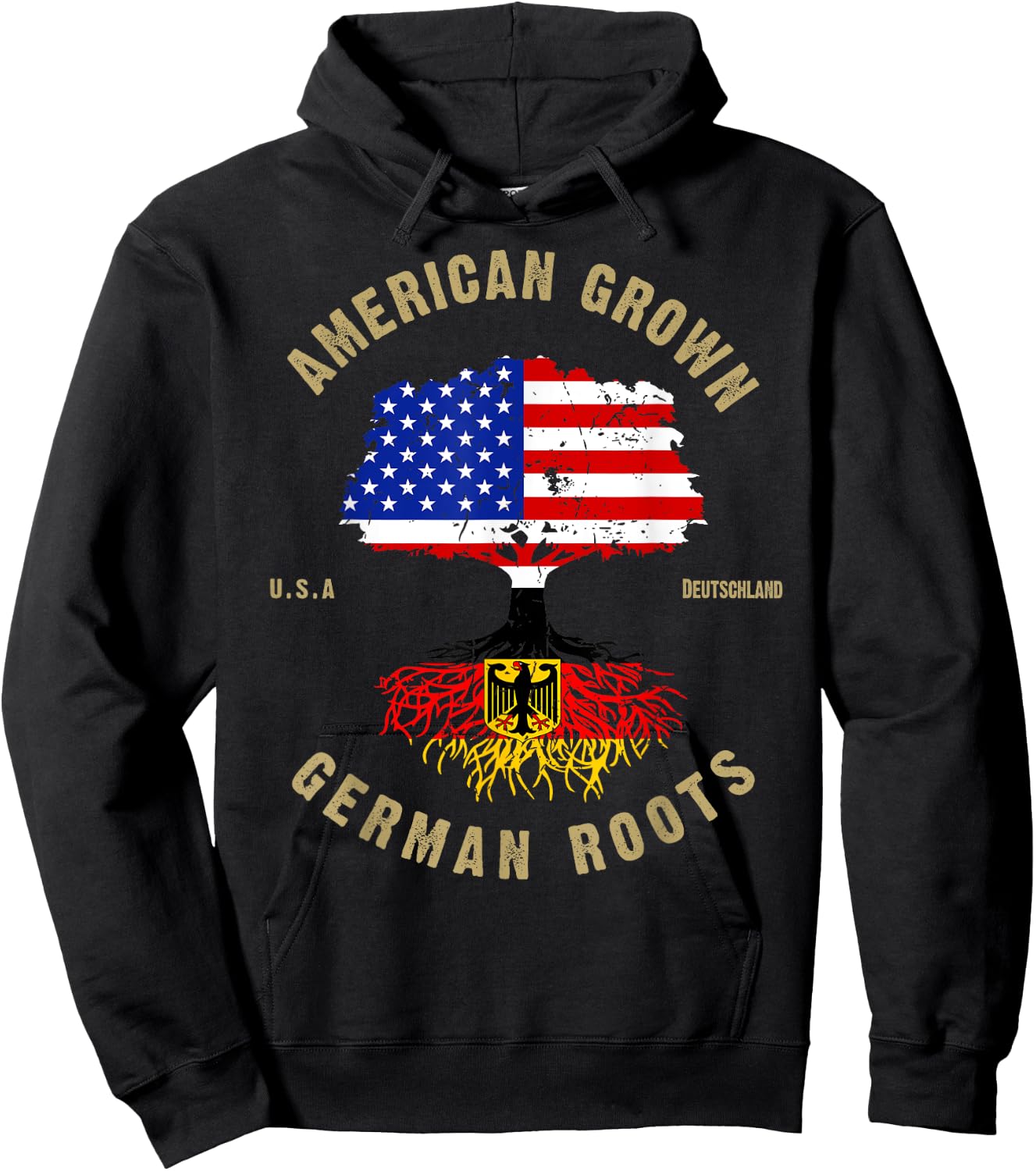 German Roots American Grown German Flag Oktoberfest Hoodie - Hoodie | Black