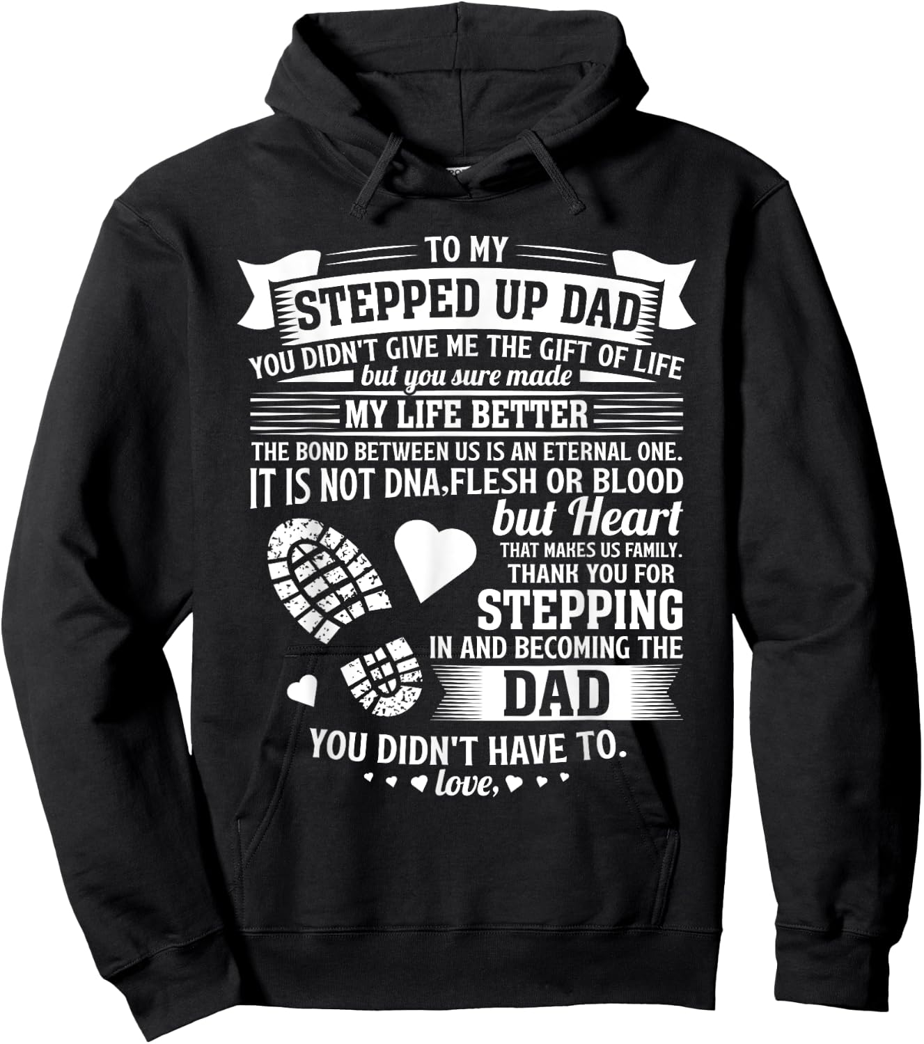 To my stepped up dad thanks for stepping in stepdad birthday Hoodie - Hoodie | Black