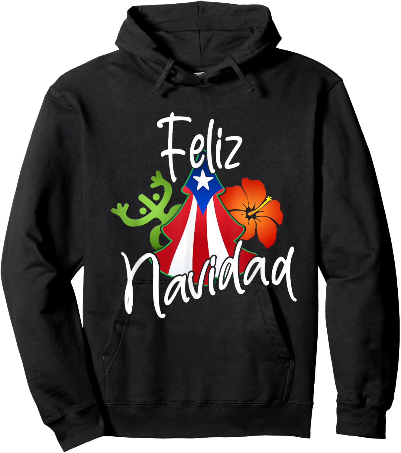 Puerto Rico Flag Christmas Sweater Feliz Navidad Boricua Hoodie - Hoodie | Black