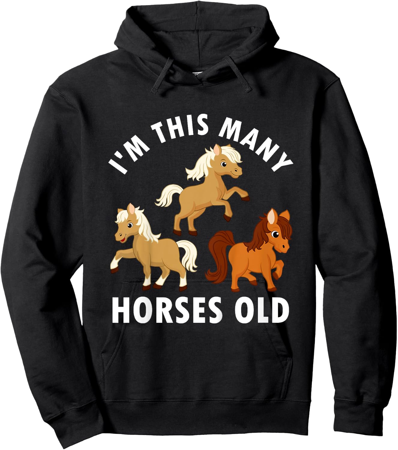 3 Years Old Girl Horses Old 3rd Birthday Kids Hoodie - Hoodie | Black