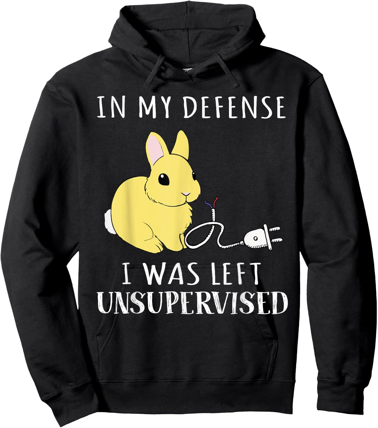 In my defense I was left unsupervised bunny Hoodie - Hoodie | Black