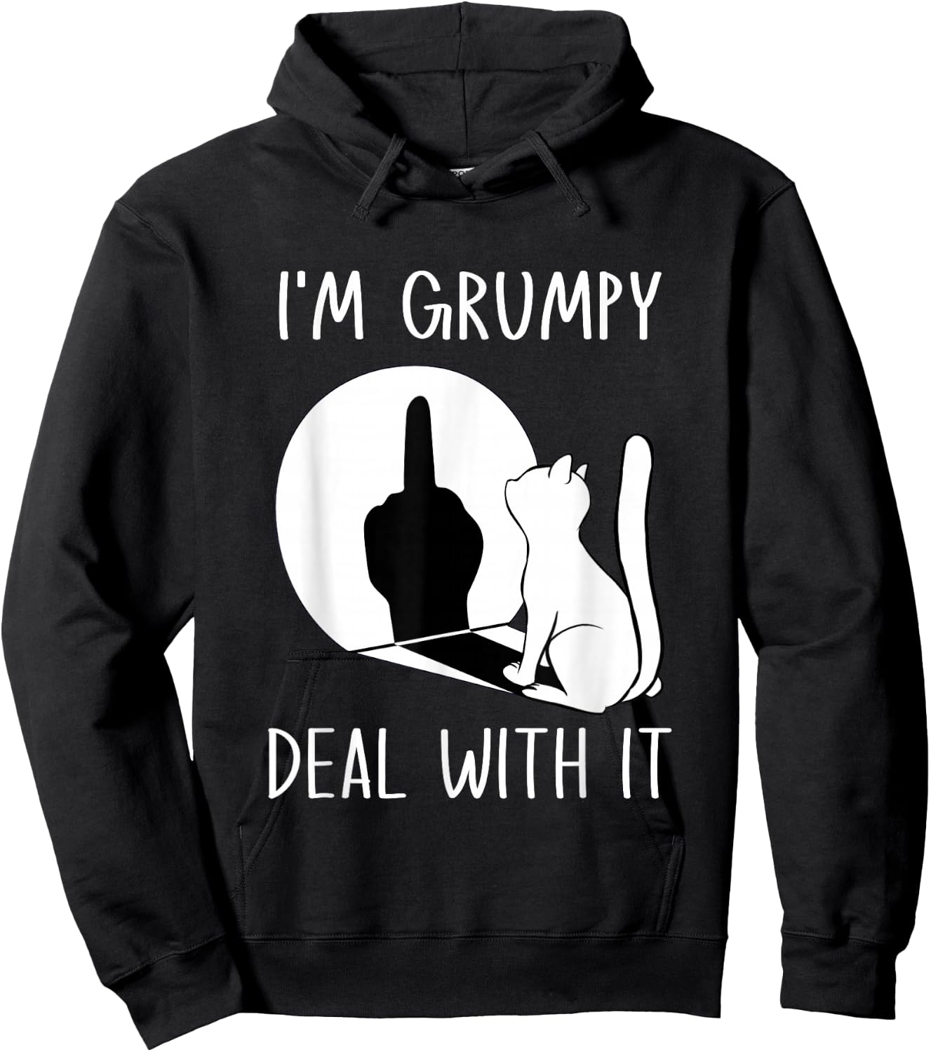 Funny Cat Shadow I'm Grumpy Deal With It Hoodie - Hoodie | Black