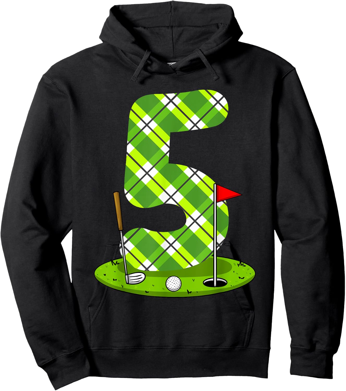 Golf Birthday Shirt For Kids 5th Birthday Party Golfer Hoodie - Hoodie | Black