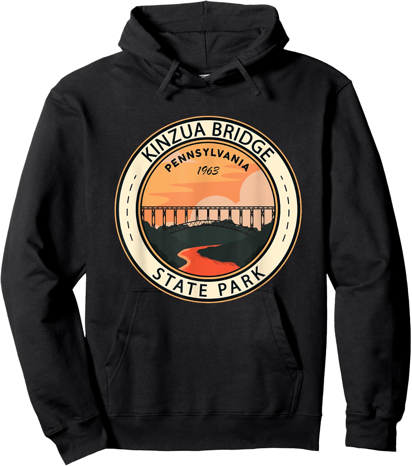 Kinzua Bridge State Park Pennsylvania Badge Vintage Hoodie - Hoodie | Black