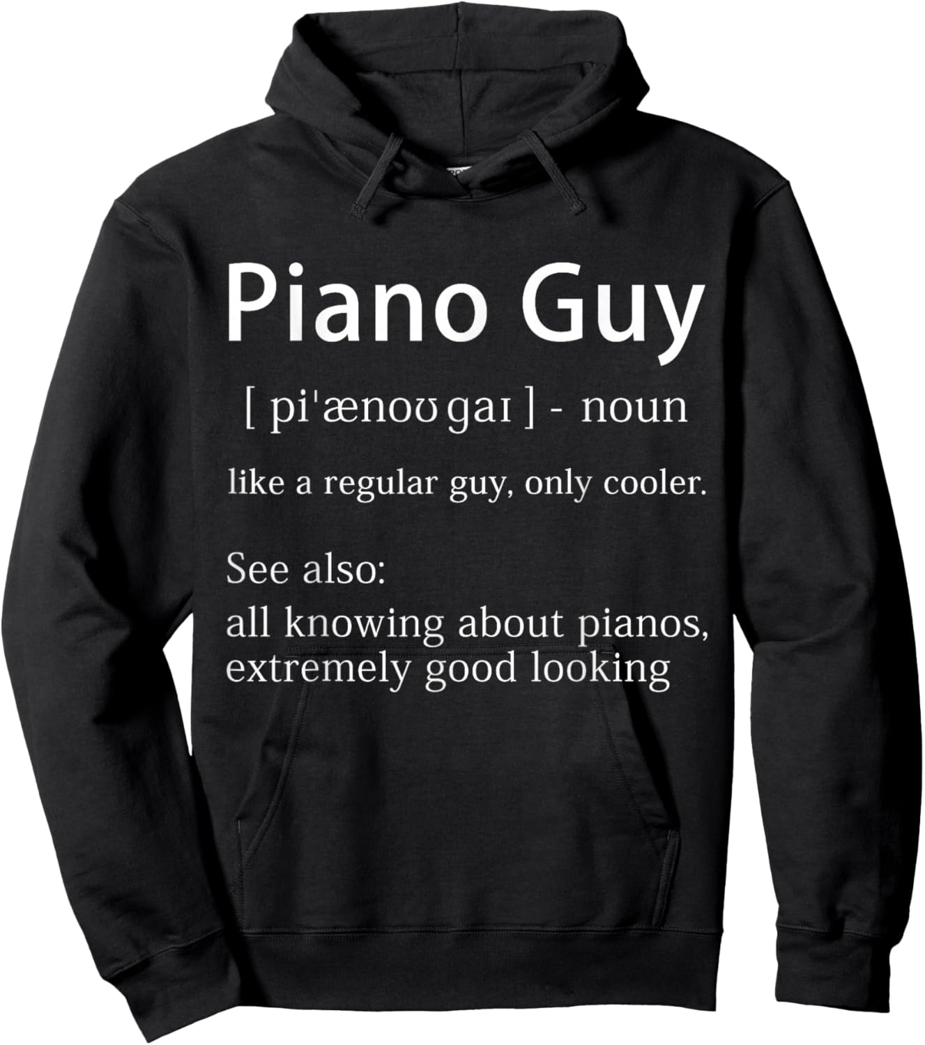 Piano Guy Definition Funny Pianist Music Notes Musician Gag Small Hoodie - Hoodie | Black