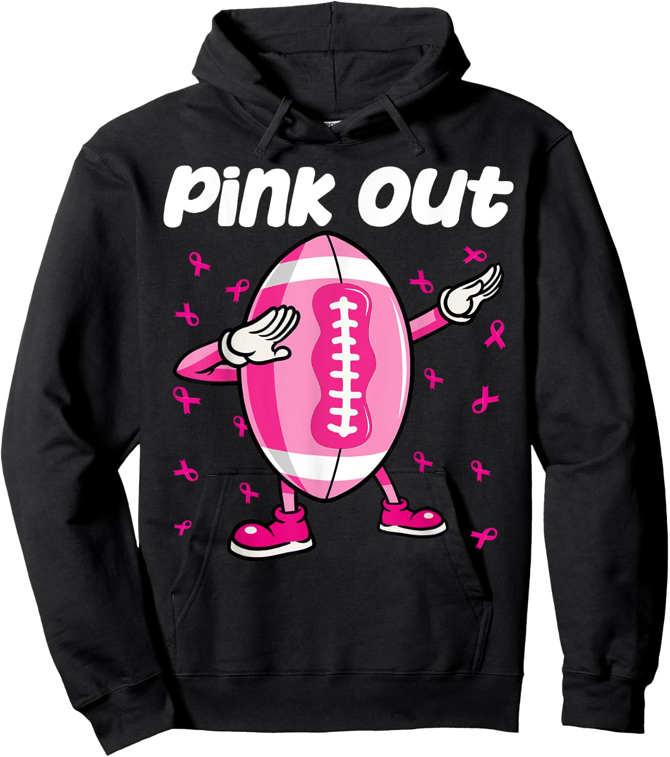 Pink Out Breast Cancer Awareness Survivor Dab Football Kids Hoodie - Hoodie | Black