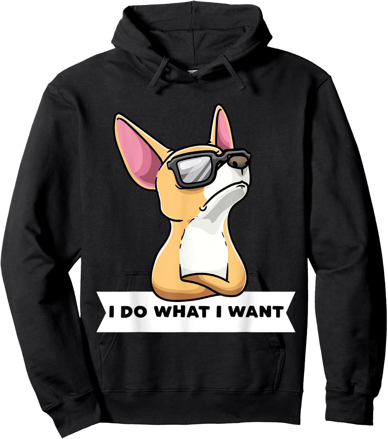 Stubborn Chiweenie Dog With Sunglasses Women Kids Hoodie - Hoodie | Black