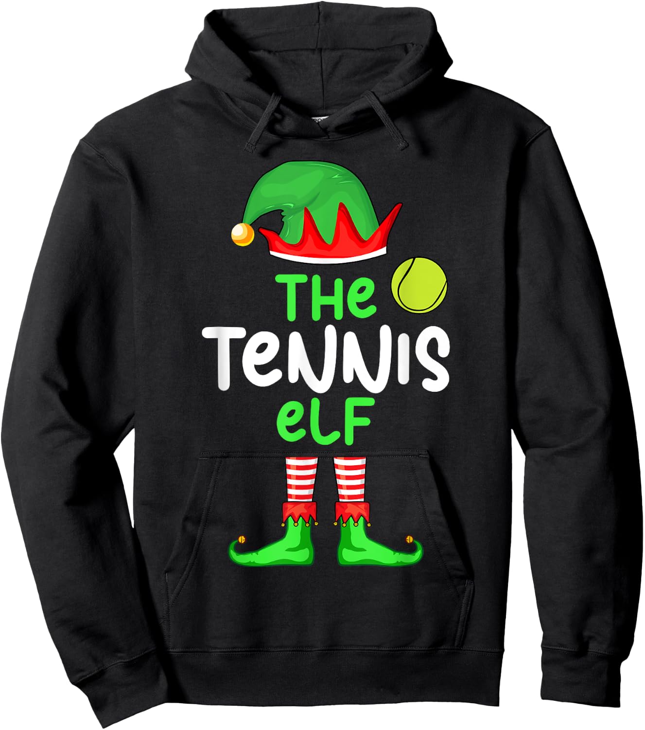 I'm The Tennis Elf Christmas Family Matching Pajama Hoodie - Hoodie | Black
