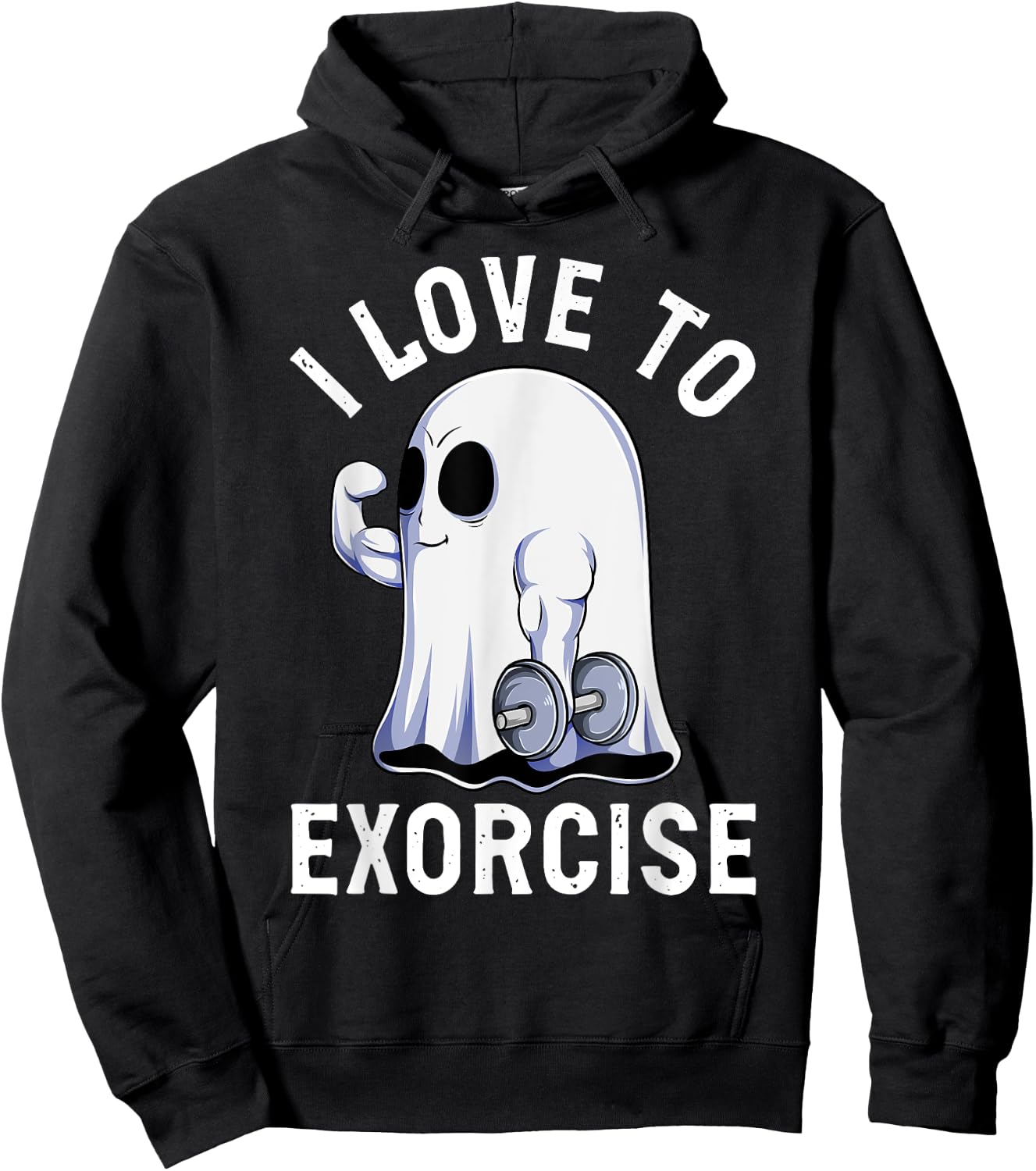 Ghost Funny Gym Workout Bodybuilding Humor Spooky Halloween Hoodie - Hoodie | Black