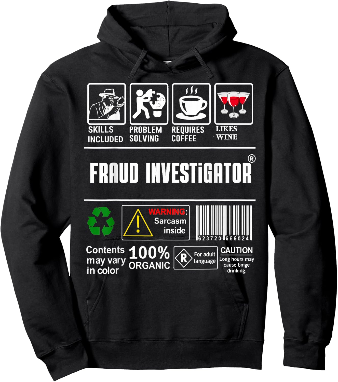 Fraud Investigator Packaging & Handling Label Coffee Wine Hoodie - Hoodie | Black