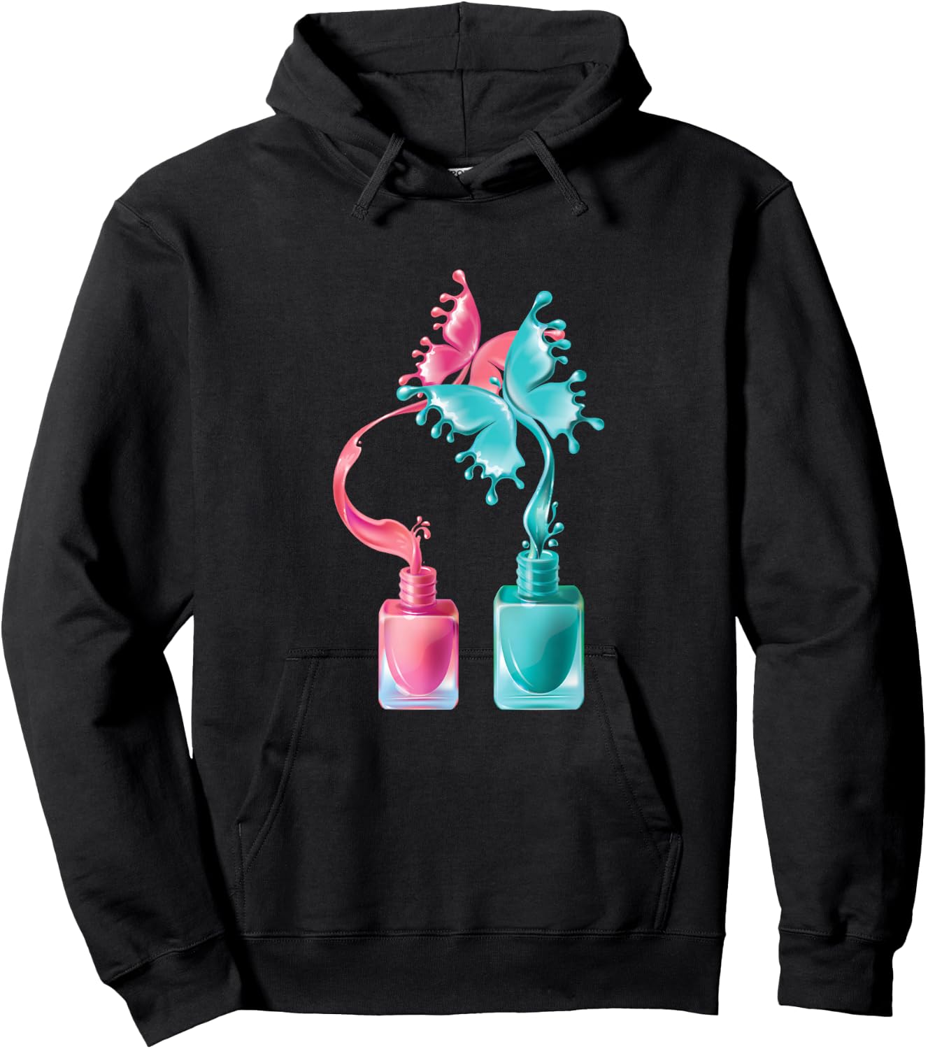 Nail Tech Artist Nail Polish Butterfly Gift Hoodie - Hoodie | Black